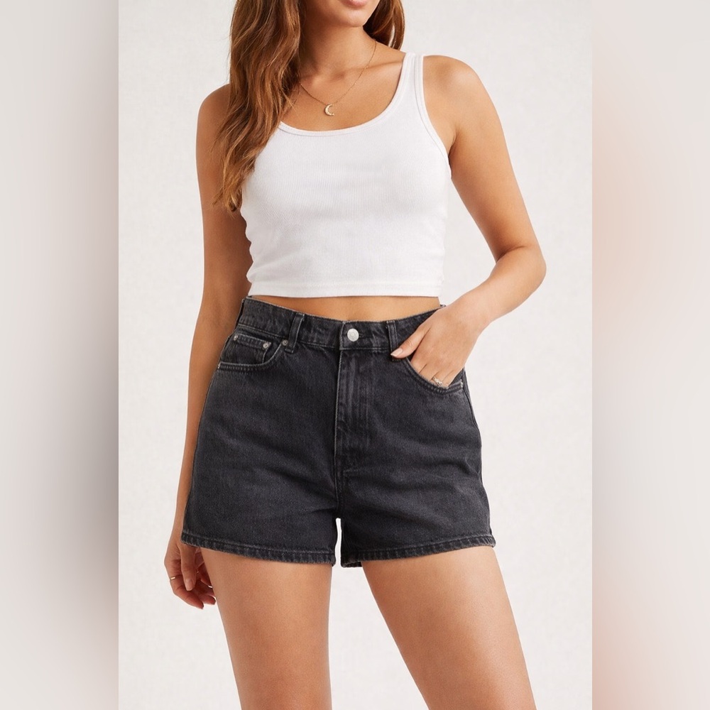 Washed Black Denim Shorts | High-Rise Relaxed Vintage-Style · BDG